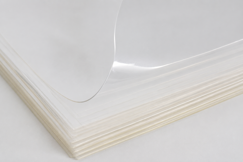 Colorless clear PET film and precision-cut sheets