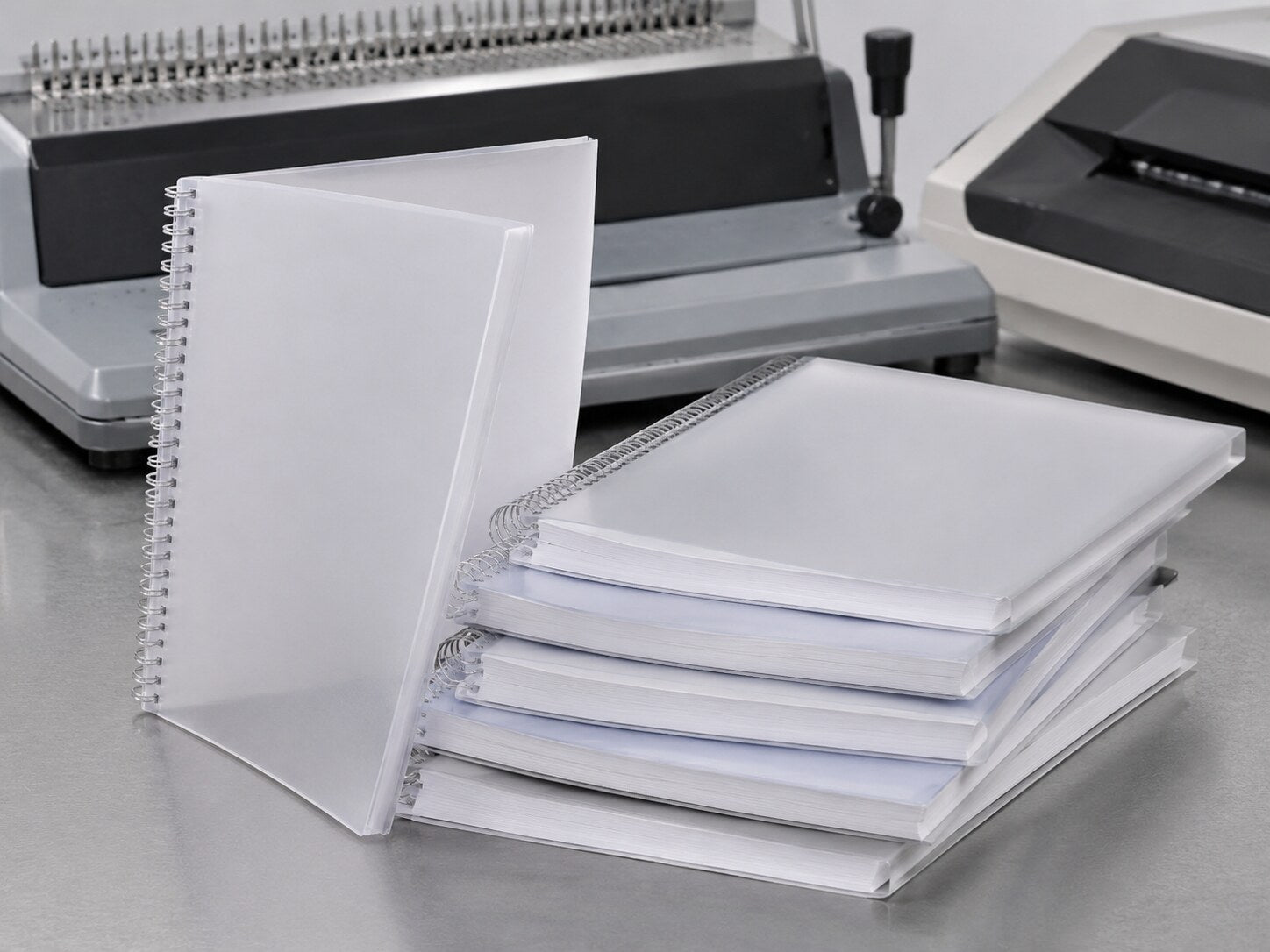 Bound manuals finished with clear and frosted protective binding covers